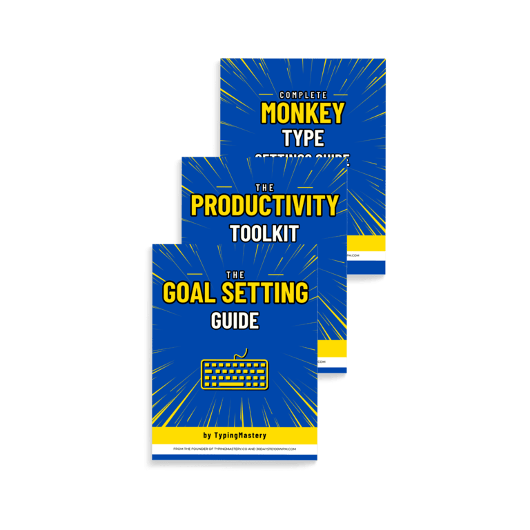 The Productivity Vault bundle which includes: a Complete MonkeyType Settings Guide, a Productivity Toolkit, and a Speed Typing Goal Setting Guide.